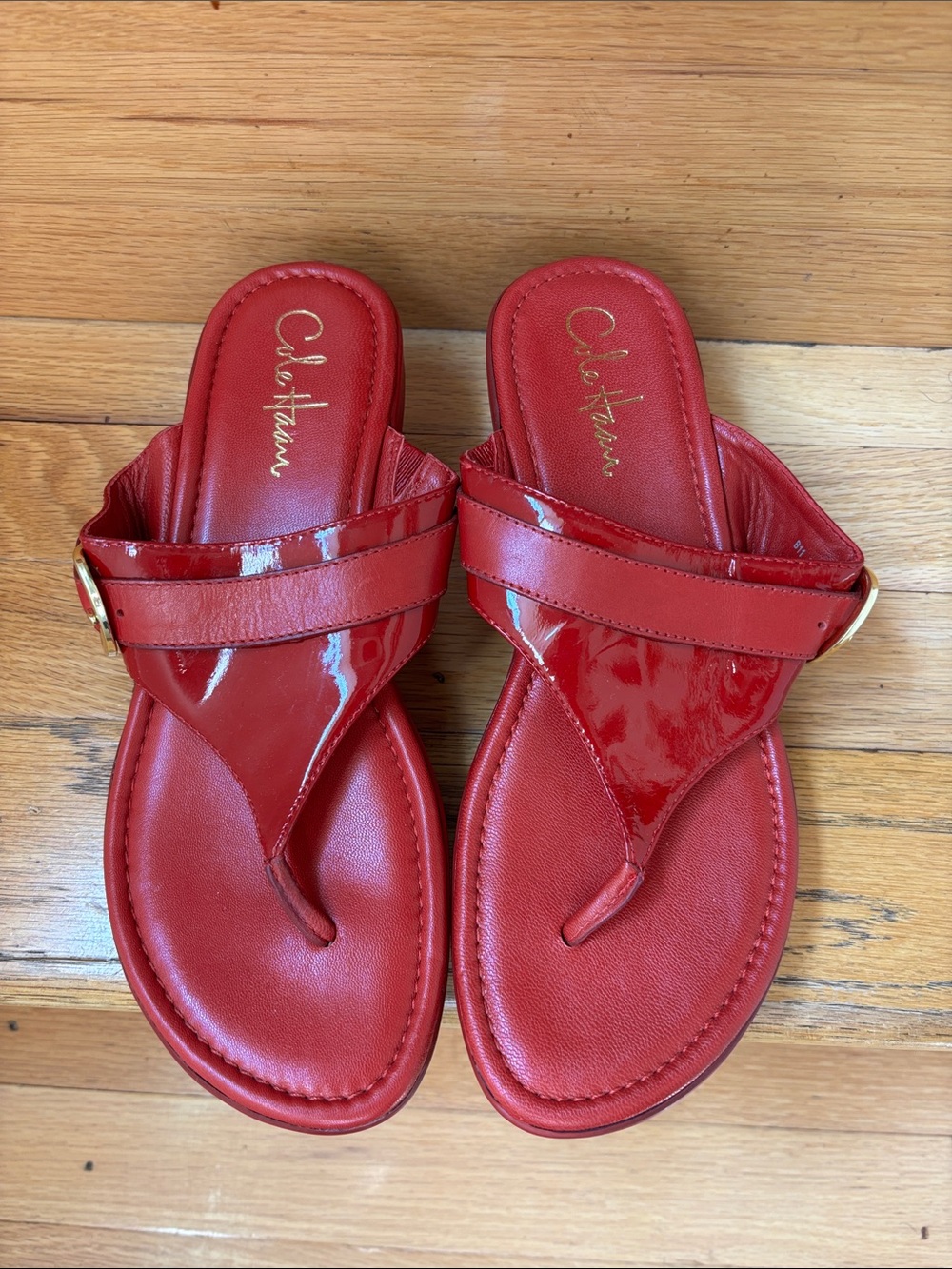 Cole Haan Red Patent Nike air Thong Sandals  8.5